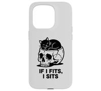 Carcasa para iPhone 15 Pro If I Fits I Sits Cat Skull Funny Gothic Dark Meme Humor 2