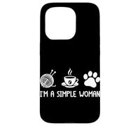 Carcasa para iPhone 15 Pro I'm A Simple Woman Yarn Coffee Dogs
