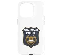 Carcasa para iPhone 15 Pro Insignia de policía gramática para Servir y Corregir al Profesor de inglés