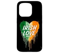 Carcasa para iPhone 15 Pro Irish Love Heart St Patrick Day Irlanda Bandera Acuarela