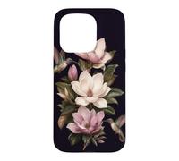 Carcasa para iPhone 15 Pro Jardín botánico de Flores de Magnolia de colibrí
