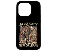 Carcasa para iPhone 15 Pro Jazz City New Orleans Souvenir Hombres Música Saxofón