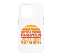 Carcasa para iPhone 15 Pro Jesus and Hiking Make Me Happy Fun para Excursionistas Unisex