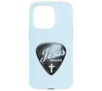 Carcasa para iPhone 15 Pro Jesús Guitarra Púa Silueta Fe Cristiana
