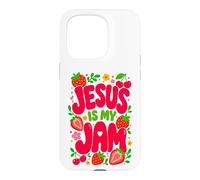 Carcasa para iPhone 15 Pro Jesus is My Jam Cute Christian Strawberry Faith