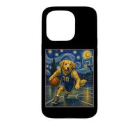 Carcasa para iPhone 15 Pro Jugador de Baloncesto Golden Retriever Dog Art