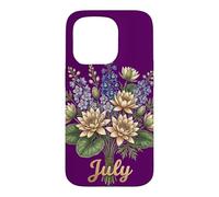 Carcasa para iPhone 15 Pro July Birth Flower Larkspur & Water Lily Cute Floral Birthday