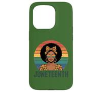 Carcasa para iPhone 15 Pro Juneteenth 1865 Mujeres Afro Leopard Melanina Libertad