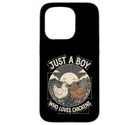 Carcasa para iPhone 15 Pro Just A Boy Who Loves Chickens Retro Farm Blueprint Livestock
