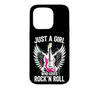 Carcasa para iPhone 15 Pro Just A Girl Who Loves Rock and Roll Rock Band Concierto de Guitarra