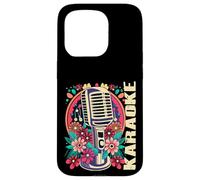 Carcasa para iPhone 15 Pro Karaoke Musica Bar Cantante Flores Micrófono Karaoke