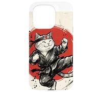 Carcasa para iPhone 15 Pro Karate Gato Japonés Artes Marciales Sumi-e Japón Vintage Mamá