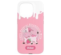 Carcasa para iPhone 15 Pro Kawaii Cute Pink Cow, Strawberry Milk Girl