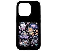 Carcasa para iPhone 15 Pro Kawaii Space Cats Astronauta Galaxia Estrellas Planetas