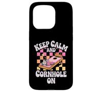 Carcasa para iPhone 15 Pro Keep Calm and Cornhole On Royalty Game