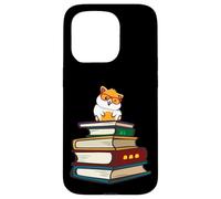 Carcasa para iPhone 15 Pro Kids Boys Funny Hipster Glasses Read Books Hamster Lover