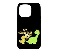 Carcasa para iPhone 15 Pro Kids My Godmother Loves Me Dinosaur for ahijado Regalos para Hijo