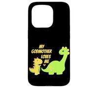 Carcasa para iPhone 15 Pro Kids My Godmother Loves Me Dinosaur for Godson Gifts