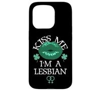 Carcasa para iPhone 15 Pro Kiss Me I'm a Lesbian St Patricks Day Green Lips Les Pride