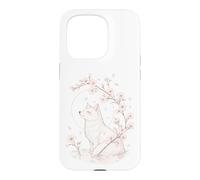 Carcasa para iPhone 15 Pro Kitsune Fox Cherry Blossoms Meditación Zen Yoga Vida Mujeres