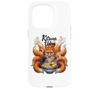 Carcasa para iPhone 15 Pro Kitsune Udon Zorro japonés de Nueve Colas Comiendo Fideos Ramen