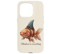 Carcasa para iPhone 15 Pro La mentalidad es Todo pez Dorado de tiburón Motivacional