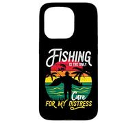Carcasa para iPhone 15 Pro La Pesca es Solo Cura para mi Angustia Puesta del Sol Retro Angler
