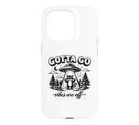 Carcasa para iPhone 15 Pro Las Vibraciones de Gotta Go están apagadas, Divertido Mapache UFO