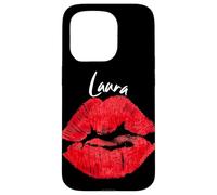 Carcasa para iPhone 15 Pro Laura Red Lips Nombre Personalizado