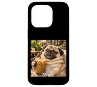 Carcasa para iPhone 15 Pro Lazy Sunday Coffee Pug Funny Relaxing Meme