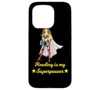 Carcasa para iPhone 15 Pro Leer es mi superhéroe Superpoder Amante del Libro Mujeres Niñas