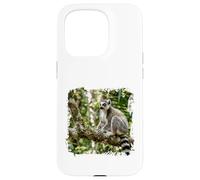 Carcasa para iPhone 15 Pro Lémur Vida Silvestre Animal Selva Bosque Árbol Rama Tropical