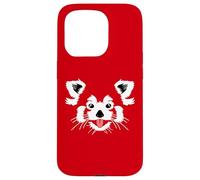 Carcasa para iPhone 15 Pro Linda Cara de Panda Rojo en un Rojo