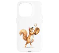 Carcasa para iPhone 15 Pro Lindo Atrapador de Jugador de béisbol de Ardilla, Arte de Acuarela