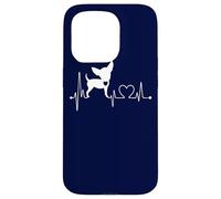 Carcasa para iPhone 15 Pro Lindo Chihuahua Perro Heartbeat ECG Pulso Perros Amantes Disfraz