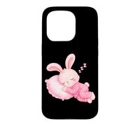 Carcasa para iPhone 15 Pro Lindo Conejo Rosa en Pijamas durmiendo Dulces sueños niños Duermen
