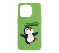 Carcasa para iPhone 15 Pro Lindo pingüino Equilibrio Pepino Dibujos Animados Arte