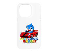 Carcasa para iPhone 15 Pro Little Shark Racer Kids Cute Shark Race Car Diseño para niños
