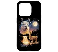 Carcasa para iPhone 15 Pro Llama Aullando a la Luna, extraño Meme Divertido, Llama Alpaca de los 90
