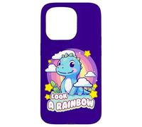 Carcasa para iPhone 15 Pro Look a Rainbow Cute Dinosaur with a Rainbow and Stars