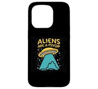 Carcasa para iPhone 15 Pro Los Extraterrestres Son un Psyop Divertido OVNI Desinformación Engaño Alien Meme