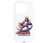 Carcasa para iPhone 15 Pro Los pecadores Dan la Bienvenida a Jesús Salva Divertida Cita sobre la fe Cristiana