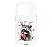 Carcasa para iPhone 15 Pro Love You More Raccoon Holding a Heart Womens Cute Valentine
