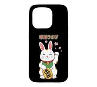 Carcasa para iPhone 15 Pro Lucky Rabbit Maneki Neko Bunny Flor de Cerezo japonés
