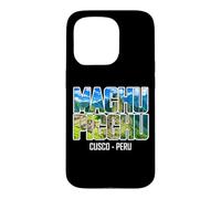 Carcasa para iPhone 15 Pro Machu Picchu Cusco Perú Ruinas Montañas Tipografía Vintage