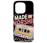 Carcasa para iPhone 15 Pro Made To Worship Psalm 150:1 Casete Retro Alabanza Fe