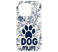 Carcasa para iPhone 15 Pro Madre Chinoiserie Floral Azul Supercute Animales Perro Mamá Pata