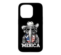 Carcasa para iPhone 15 Pro Mammoth Ice Age Bandera Americana Bandana Gafas De Sol Sombrero De Vaquero