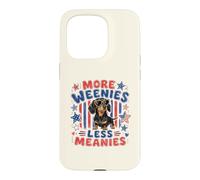 Carcasa para iPhone 15 Pro Más Salchichas Menos malvados, Divertido Perro Salchicha patriótico