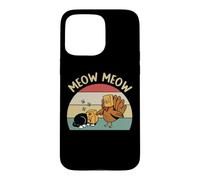 Carcasa para iPhone 15 Pro MAX Acción de Gracias Pavo Gato Miau Divertido Gatito Amante De Acción